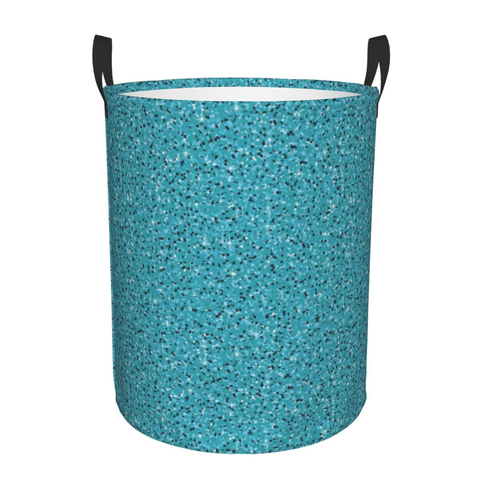 Large Laundry Basket with Handles - Lightning Lightblue Glitter A Kids Baby Dirty Clothes Laundry Hamper for Bedroom Aesthetic