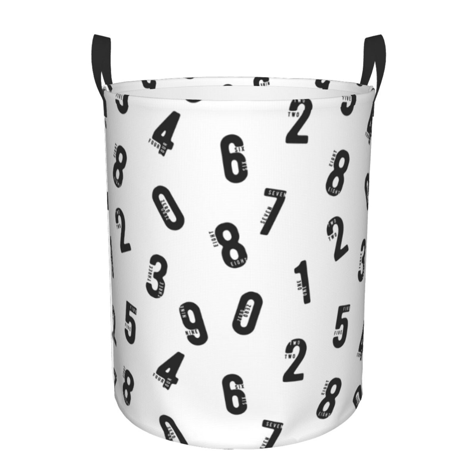 Large Laundry Basket with Handles - Math number Print black Kids Baby Dirty Clothes Laundry Hamper for Bedroom Aesthetic