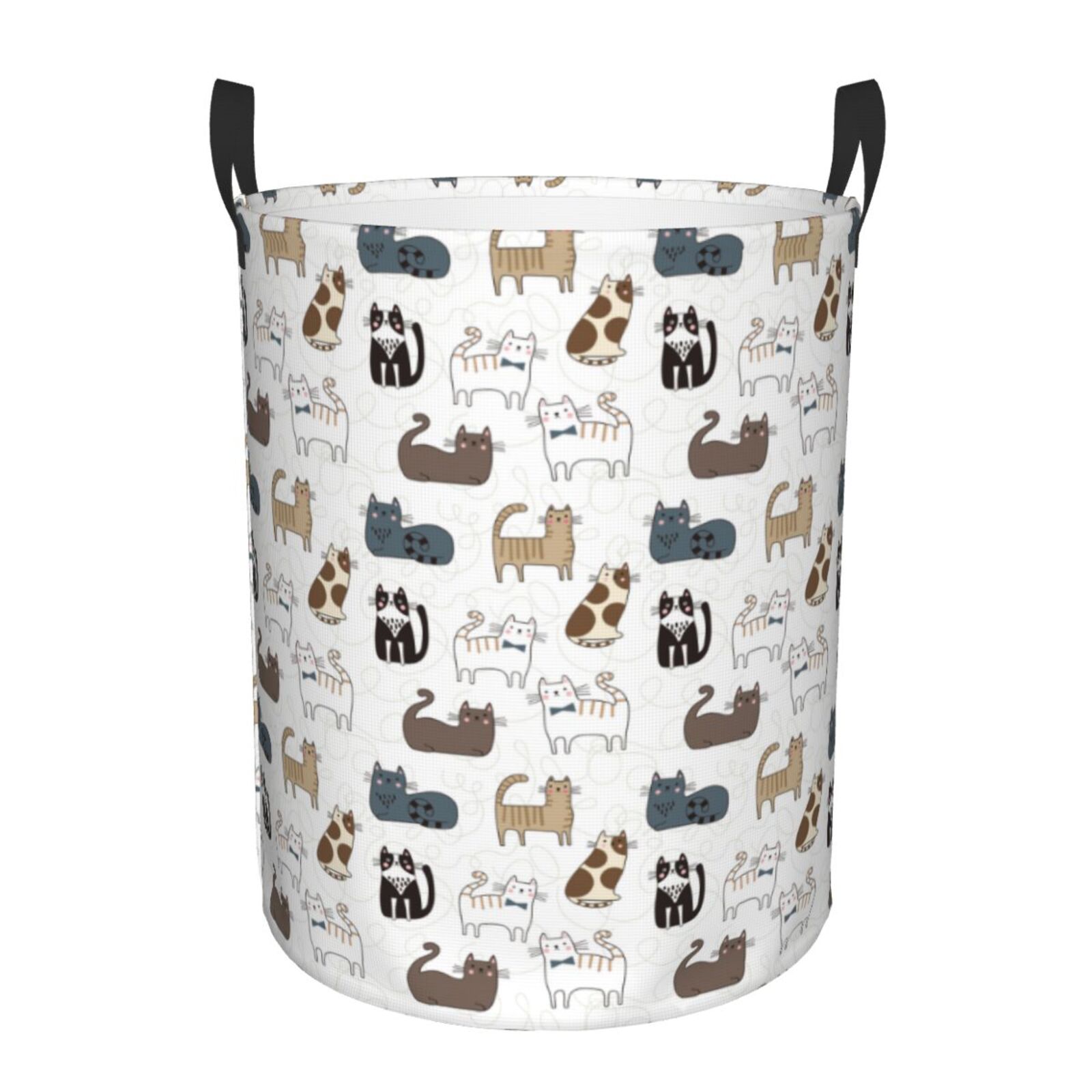 Large Laundry Basket with Handles - Minimalist Cute Cartoon Cat Kids Baby Dirty Clothes Laundry Hamper for Bedroom Aesthetic