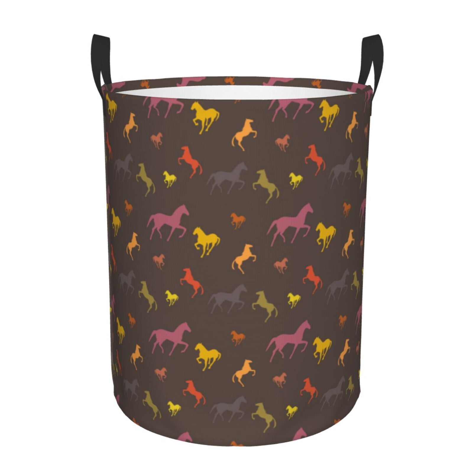 Large Laundry Basket with Handles - Minimalist Multicolor Horse_B Kids Baby Dirty Clothes Laundry Hamper for Bedroom Aesthetic