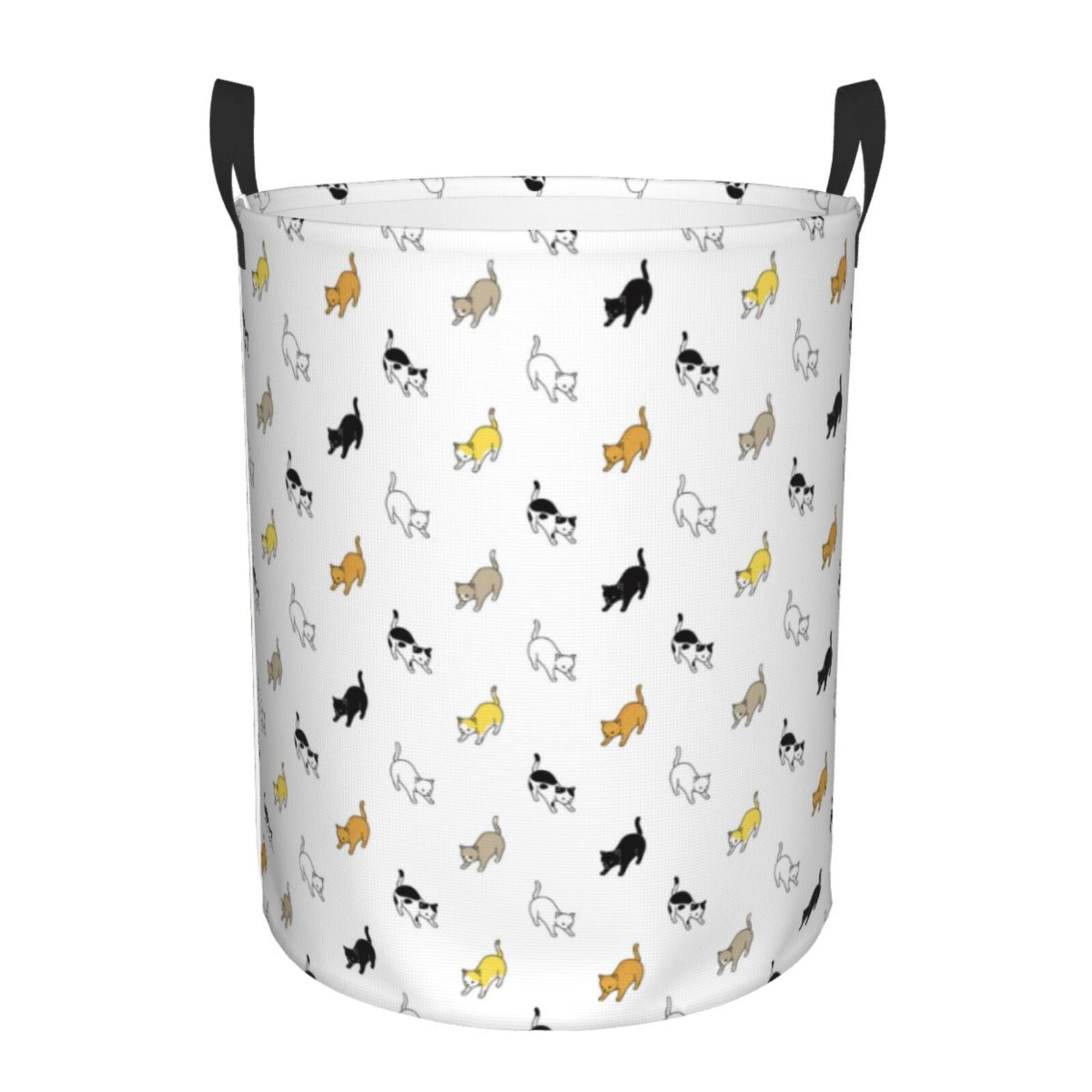 Large Laundry Basket with Handles - Modern Cartoon Cute Cat Kids Baby Dirty Clothes Laundry Hamper for Bedroom Aesthetic