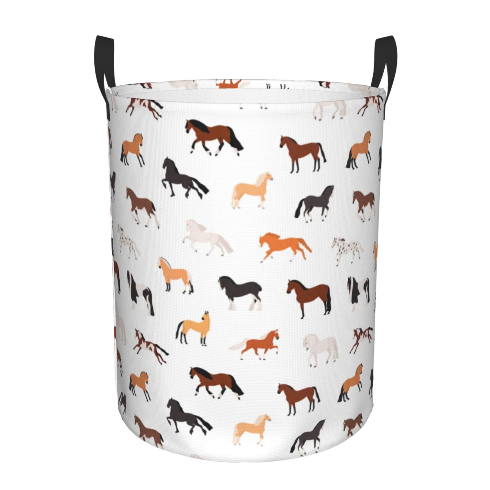 Large Laundry Basket with Handles - Modern Classic Variety Horse Kids Baby Dirty Clothes Laundry Hamper for Bedroom Aesthetic