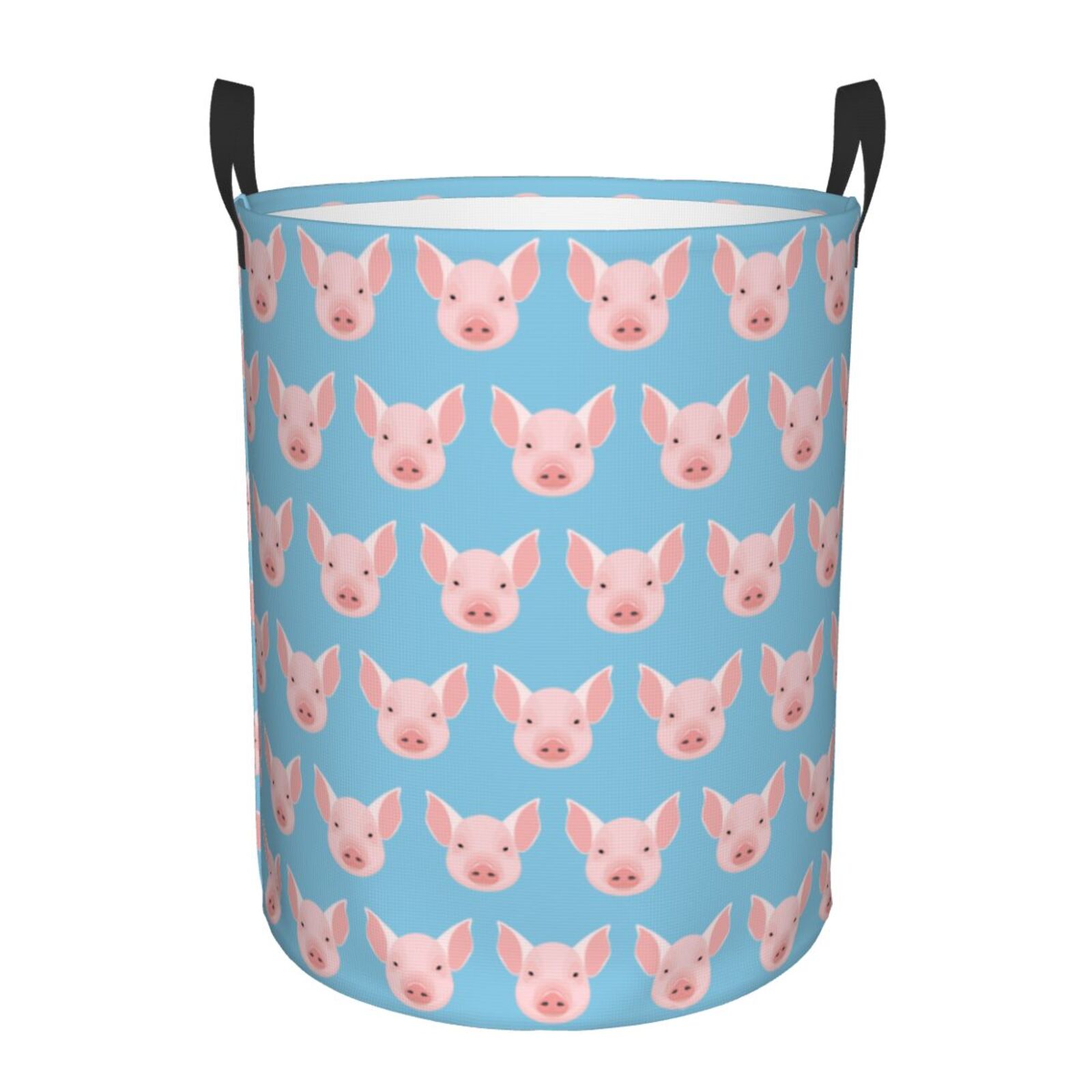 Large Laundry Basket with Handles - Modern Cute Cartoon Pig Kids Baby Dirty Clothes Laundry Hamper for Bedroom Aesthetic