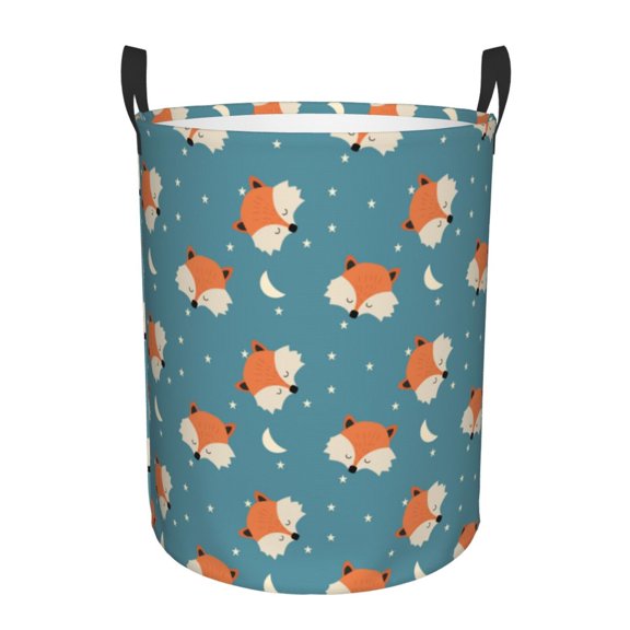 Large Laundry Basket with Handles - Moon Star Fox Kids Baby Dirty Clothes Laundry Hamper for Bedroom Aesthetic