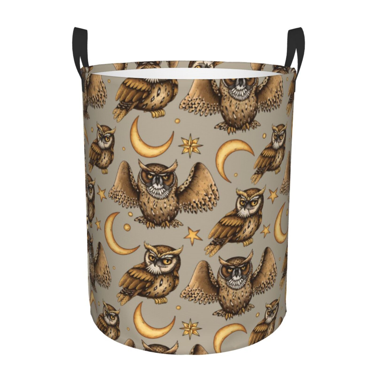 Large Laundry Basket with Handles - Moon Stars Owls Kids Baby Dirty Clothes Laundry Hamper for Bedroom Aesthetic