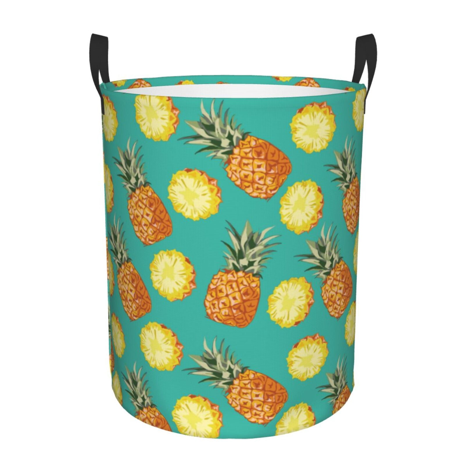 Large Laundry Basket with Handles - Orange Pineapple Kids Baby Dirty Clothes Laundry Hamper for Bedroom Aesthetic