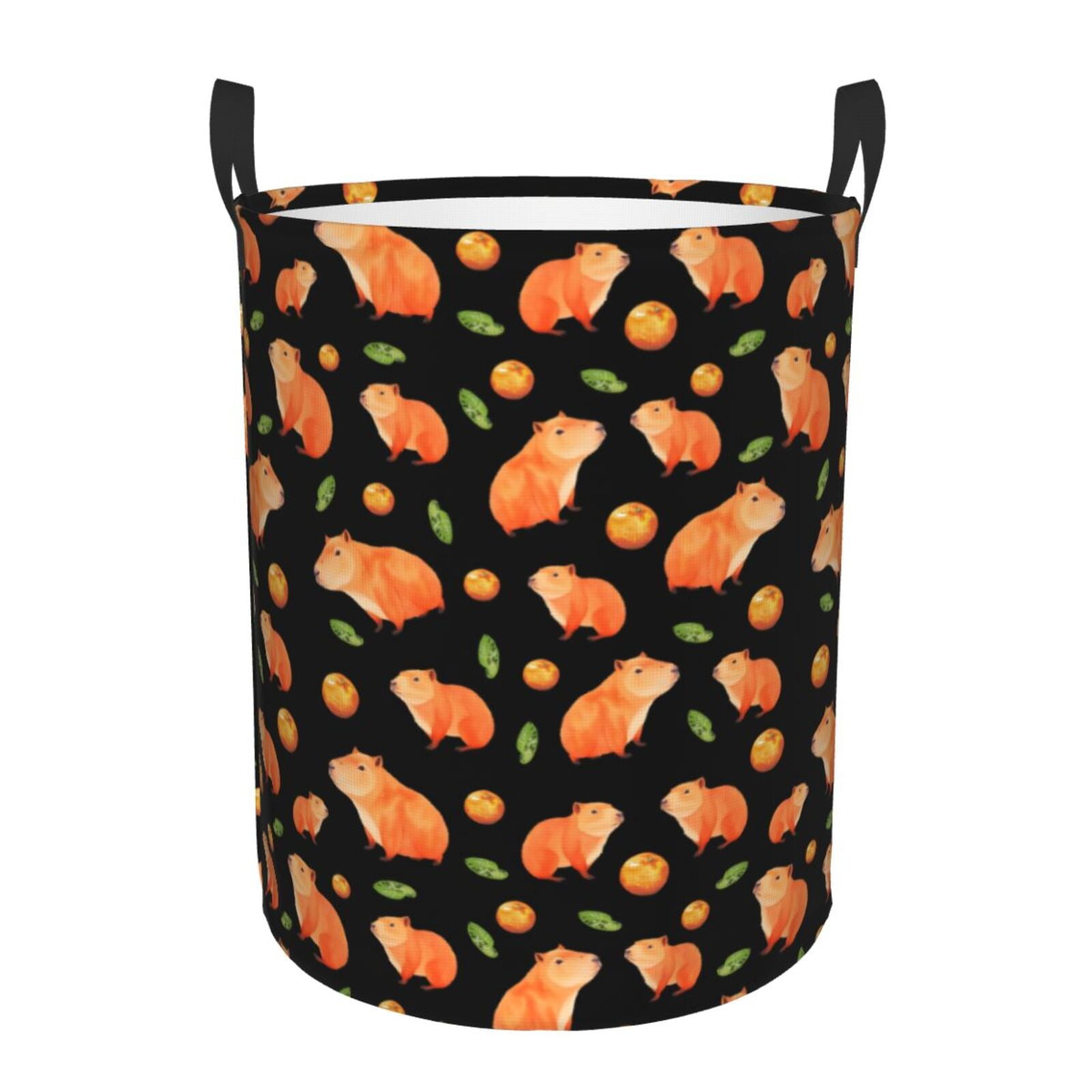 Large Laundry Basket with Handles - Orange and Capybara Kids Baby Dirty Clothes Laundry Hamper for Bedroom Aesthetic