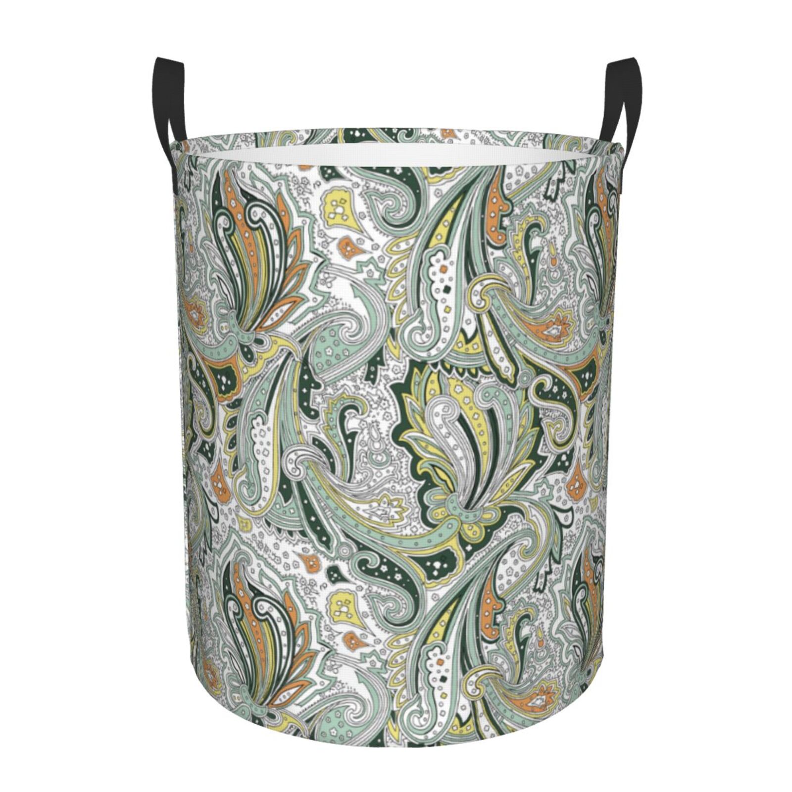 Large Laundry Basket with Handles - Paisley Pattern No.90111 Kids Baby Dirty Clothes Laundry Hamper for Bedroom Aesthetic
