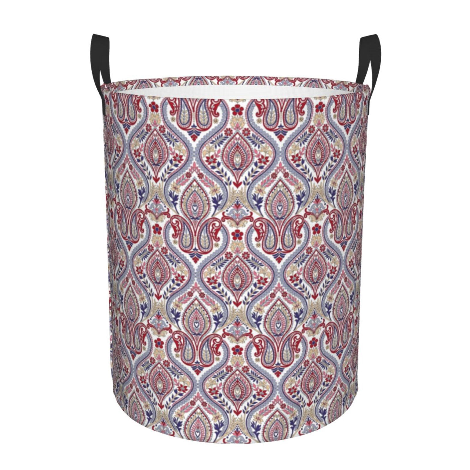 Large Laundry Basket with Handles - Paisley Pattern No.90112 Kids Baby Dirty Clothes Laundry Hamper for Bedroom Aesthetic