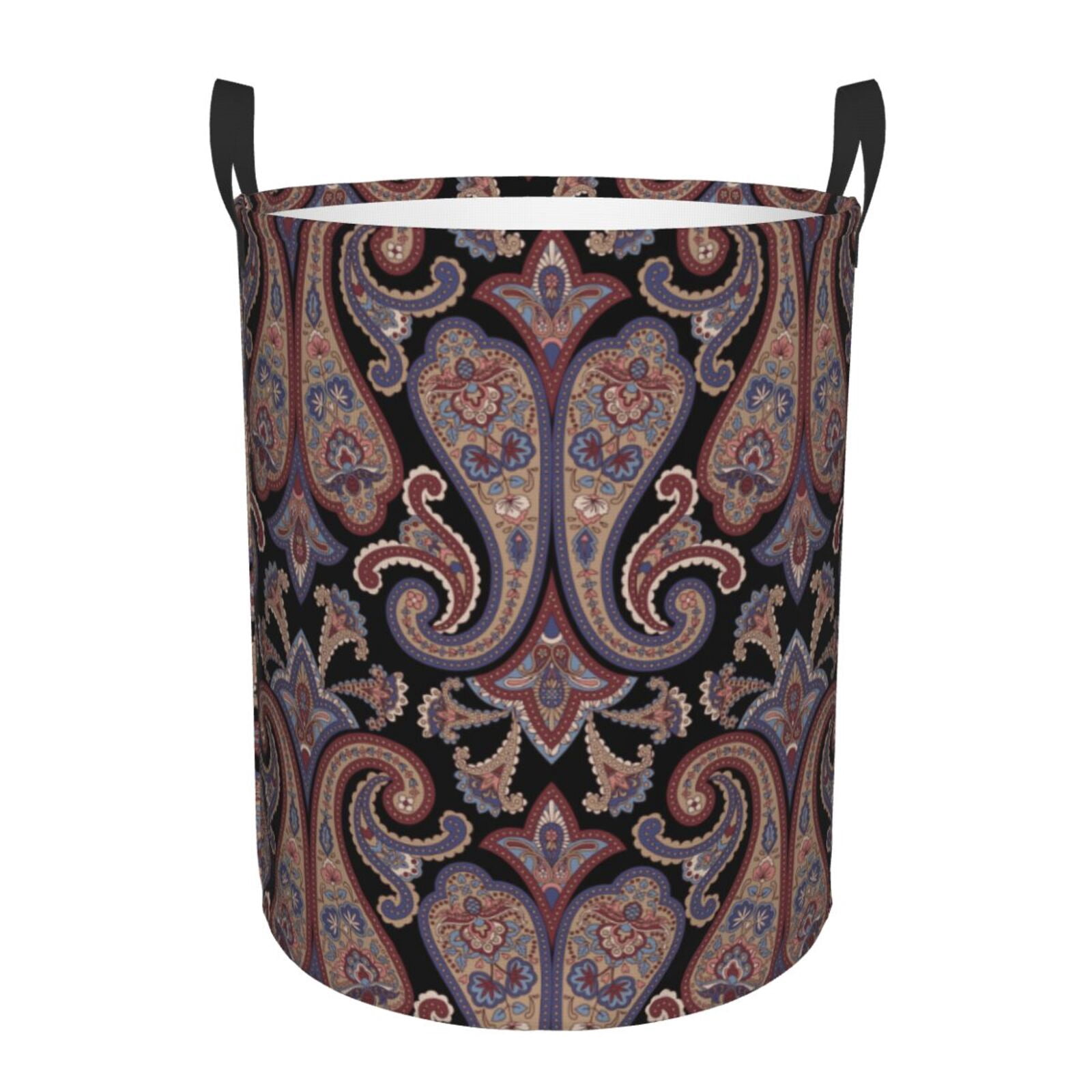 Large Laundry Basket with Handles - Paisley Pattern No.90118 Kids Baby Dirty Clothes Laundry Hamper for Bedroom Aesthetic
