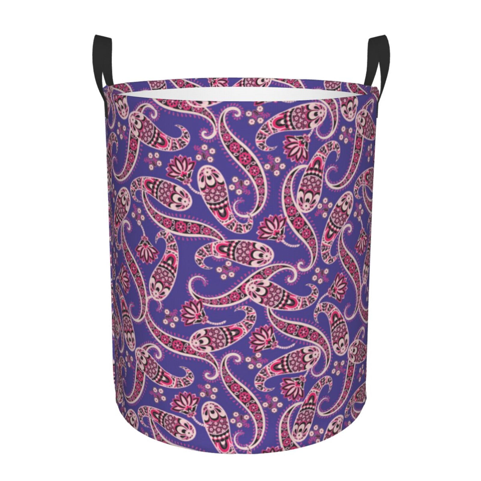 Large Laundry Basket with Handles - Paisley Pattern No.90121 Kids Baby Dirty Clothes Laundry Hamper for Bedroom Aesthetic