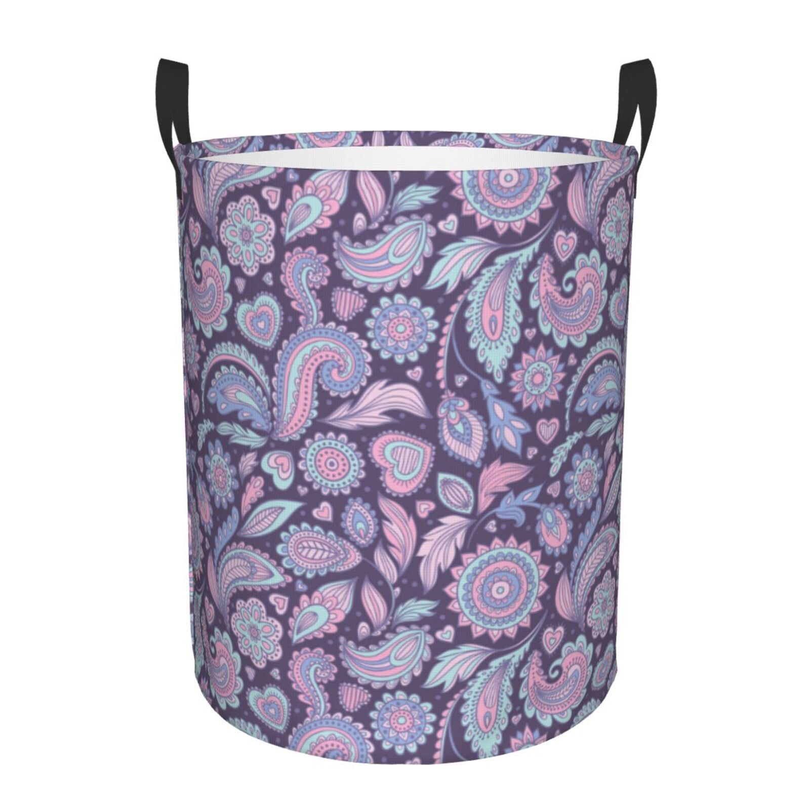 Large Laundry Basket with Handles - Paisley Print No.J91 Kids Baby Dirty Clothes Laundry Hamper for Bedroom Aesthetic
