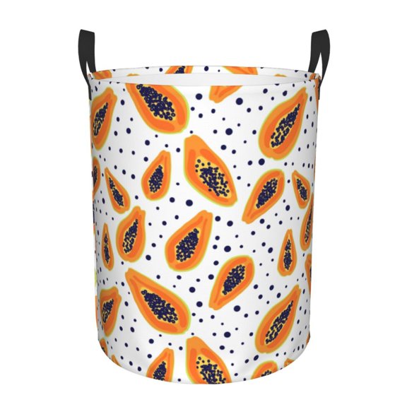 Large Laundry Basket with Handles - Papaya polka dots Kids Baby Dirty Clothes Laundry Hamper for Bedroom Aesthetic