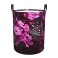 thumbnail image 1 of Large Laundry Basket with Handles - Pink Blossoms Butterfly Kids Baby Dirty Clothes Laundry Hamper for Bedroom Aesthetic, 1 of 5