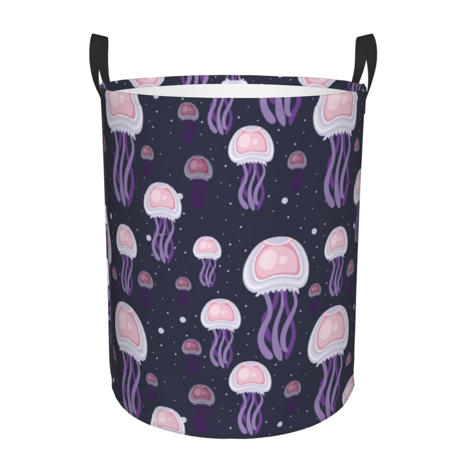 Large Laundry Basket with Handles - Pink Purple Jellyfish Kids Baby Dirty Clothes Laundry Hamper for Bedroom Aesthetic