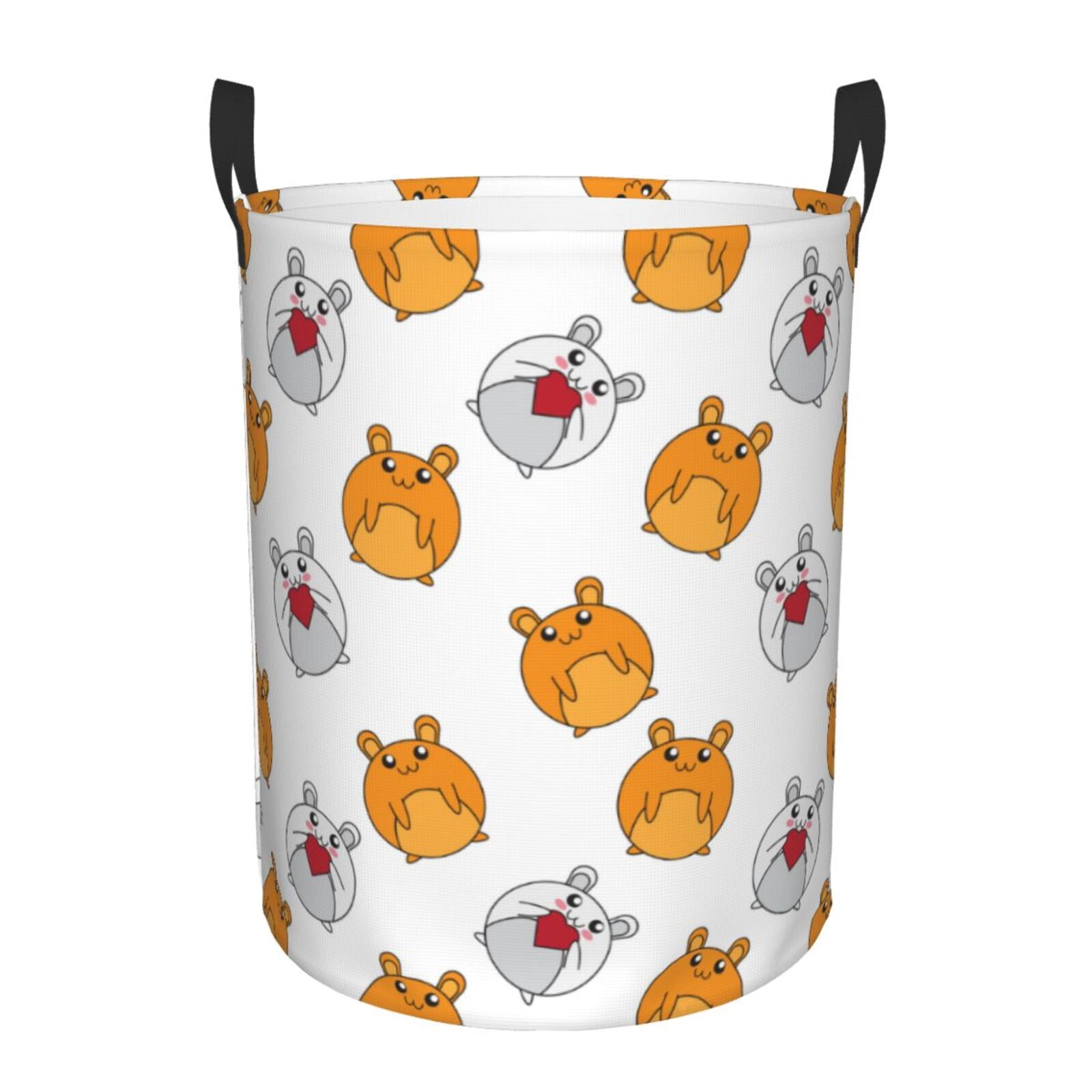 Large Laundry Basket with Handles - Q Version Of Cute Hamster Love Kids Baby Dirty Clothes Laundry Hamper for Bedroom Aesthetic