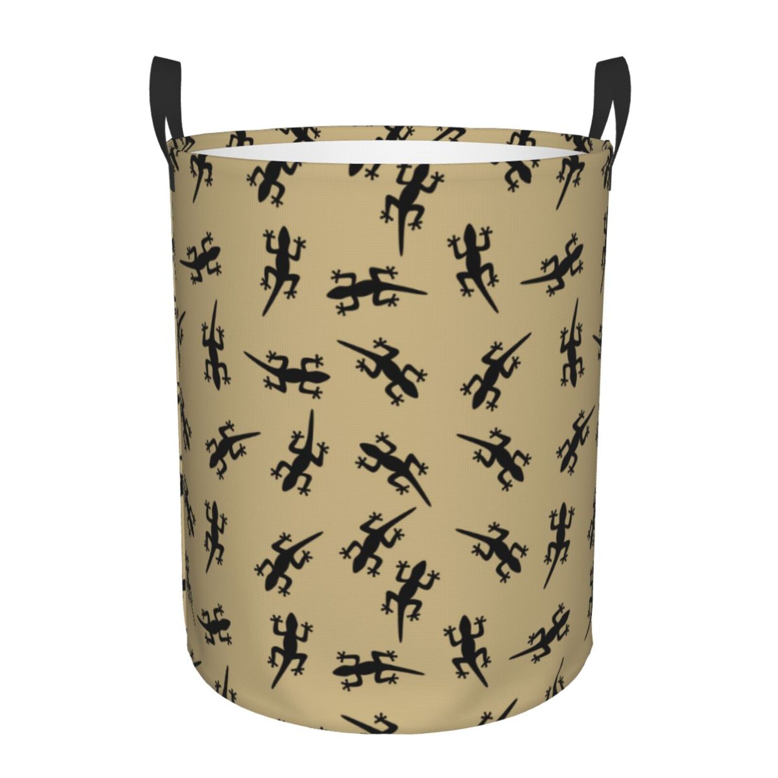 Large Laundry Basket with Handles - Quirky Gecko Lizard Black Kids Baby Dirty Clothes Laundry Hamper for Bedroom Aesthetic