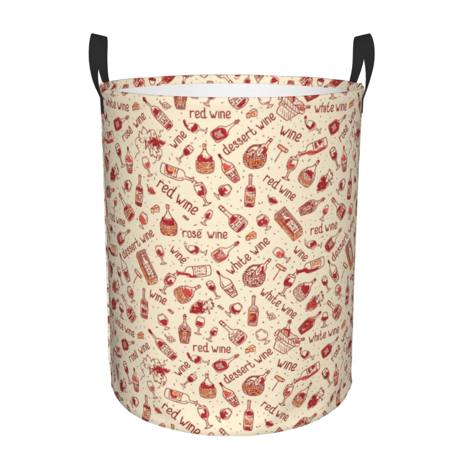 Large Laundry Basket with Handles - Red Wine Kids Baby Dirty Clothes Laundry Hamper for Bedroom Aesthetic
