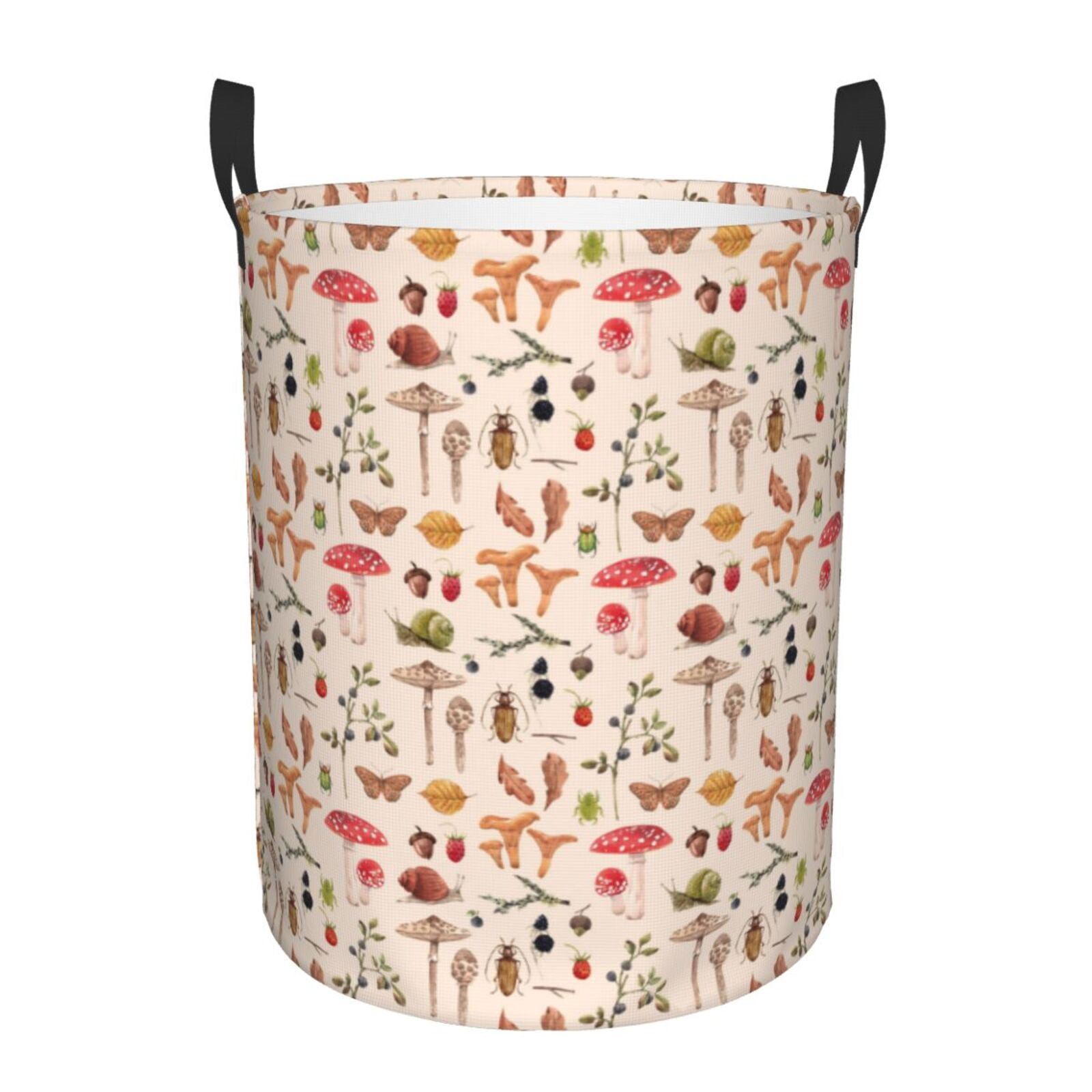 Large Laundry Basket with Handles - Retro Autum Mushrooms Kids Baby Dirty Clothes Laundry Hamper for Bedroom Aesthetic