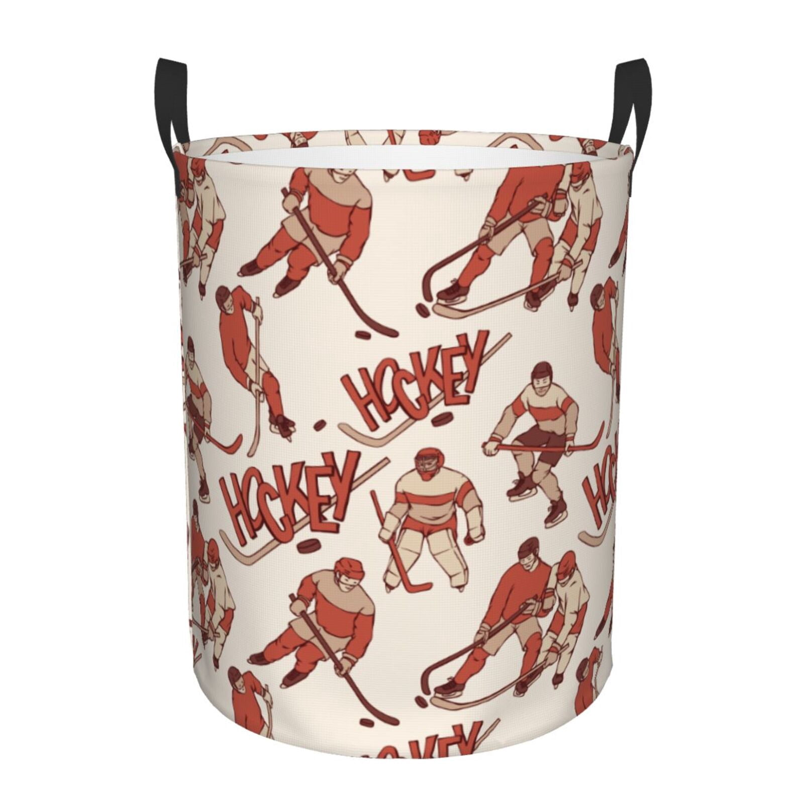 Large Laundry Basket with Handles - Retro hockey player stick cool Kids Baby Dirty Clothes Laundry Hamper for Bedroom Aesthetic