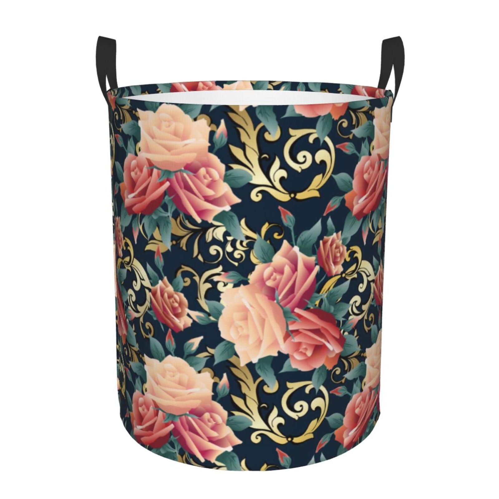 Large Laundry Basket with Handles - Rose Flowers Texture Kids Baby Dirty Clothes Laundry Hamper for Bedroom Aesthetic