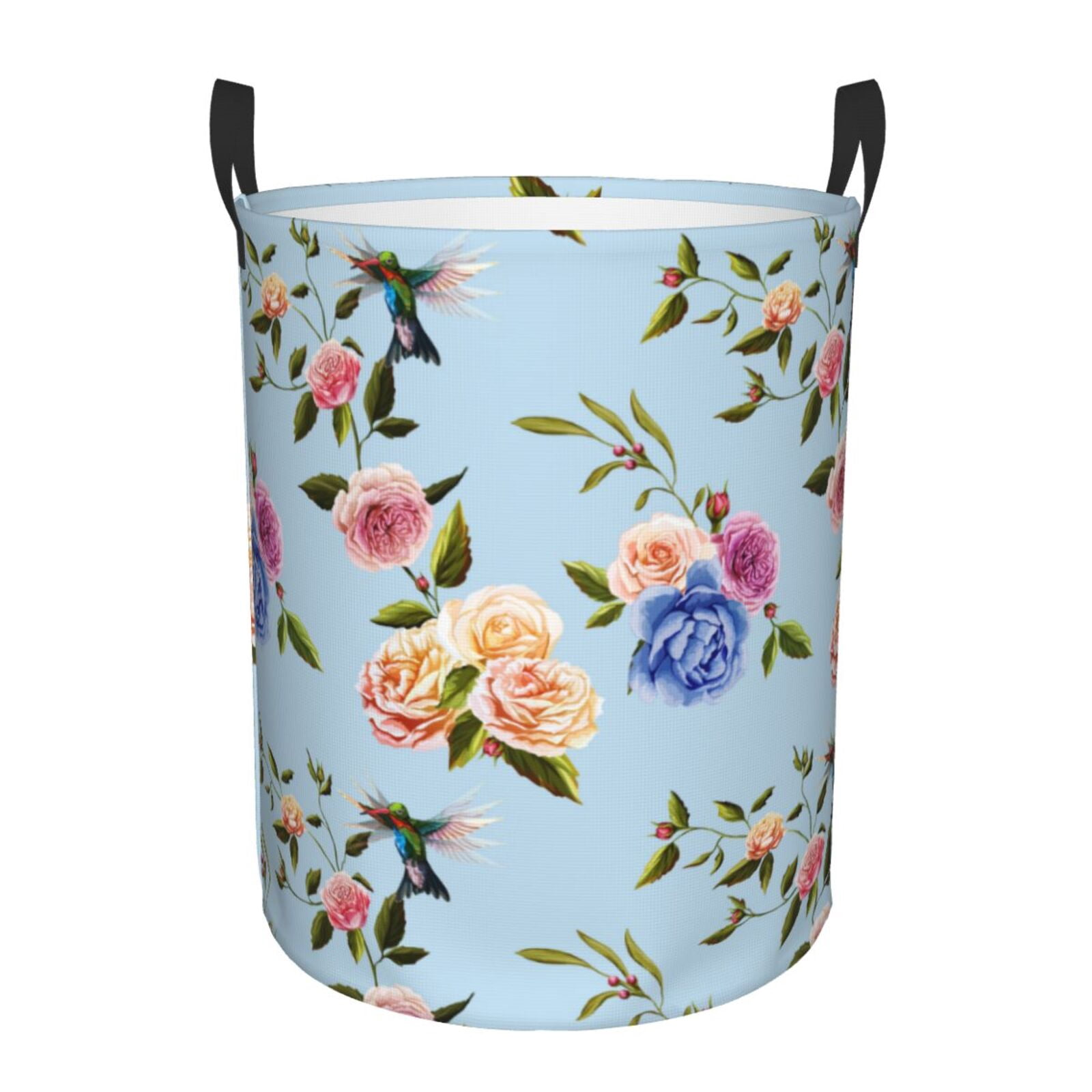 Large Laundry Basket with Handles - Rose Hummingbird Kids Baby Dirty Clothes Laundry Hamper for Bedroom Aesthetic