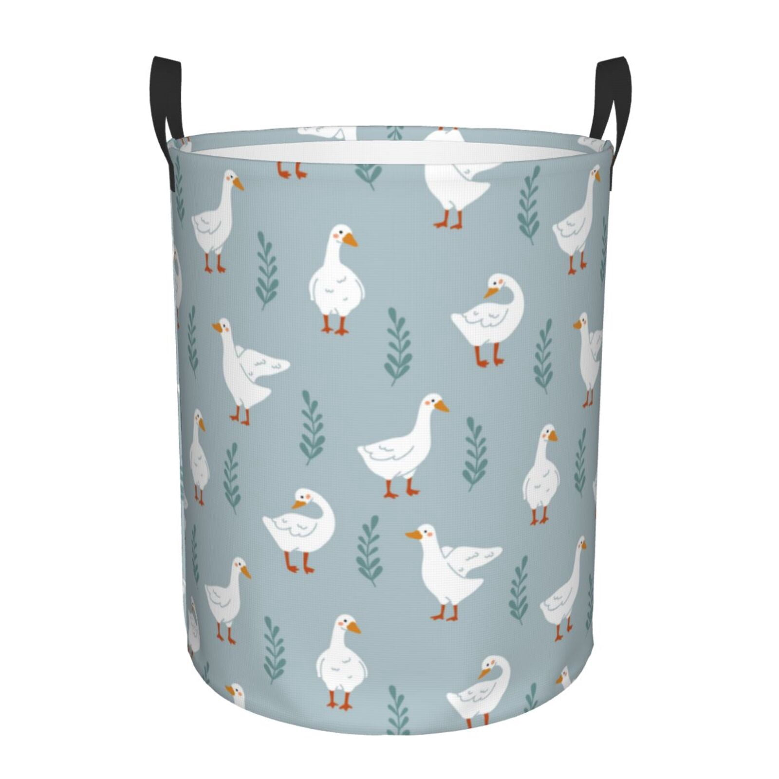 Large Laundry Basket with Handles - Rustic Cute Duck Kids Baby Dirty Clothes Laundry Hamper for Bedroom Aesthetic