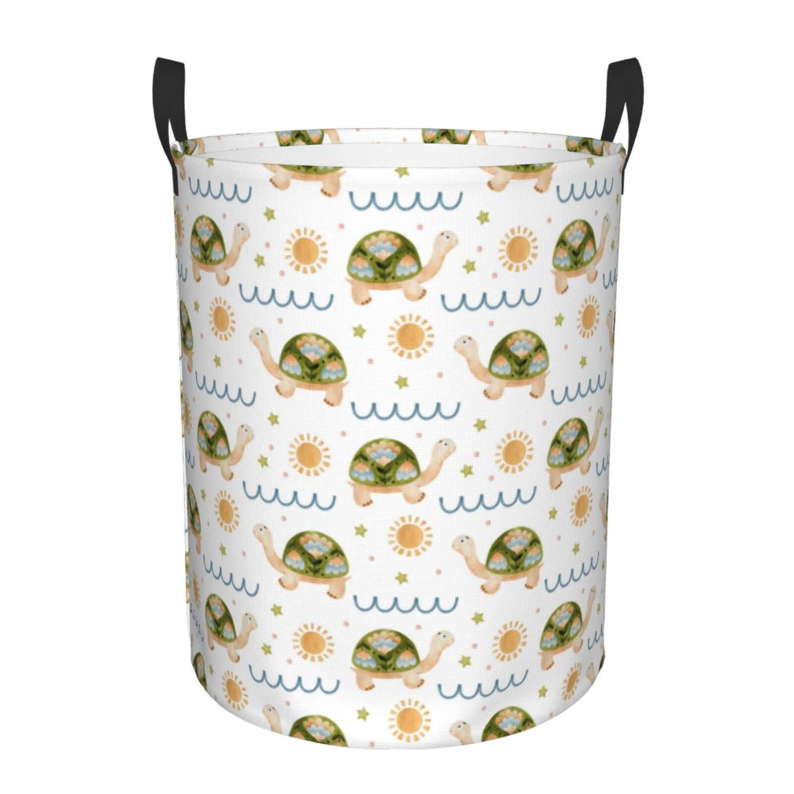 Large Laundry Basket with Handles - Sea Turtle Basking in the Sun Kids Baby Dirty Clothes Laundry Hamper for Bedroom Aesthetic