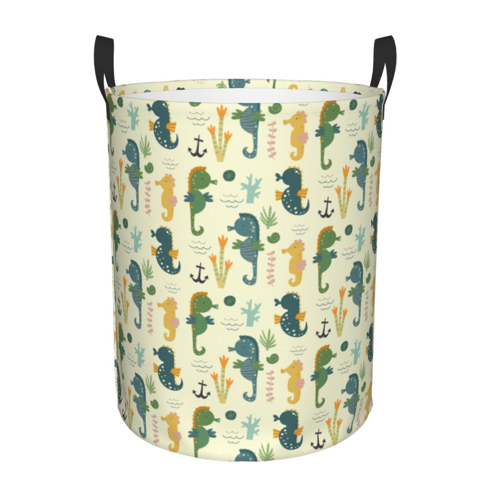 Large Laundry Basket with Handles - Seahorse Kids Baby Dirty Clothes Laundry Hamper for Bedroom Aesthetic