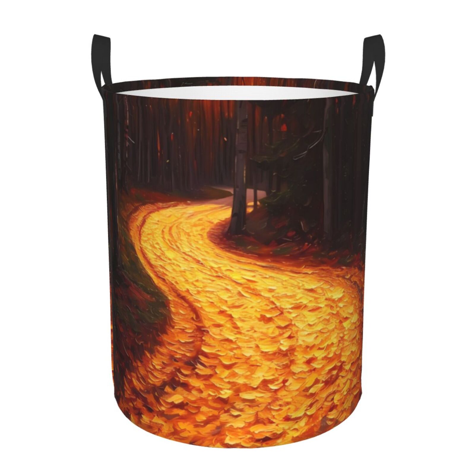 Large Laundry Basket with Handles - Serene Autumn Forest Path A Kids Baby Dirty Clothes Laundry Hamper for Bedroom Aesthetic