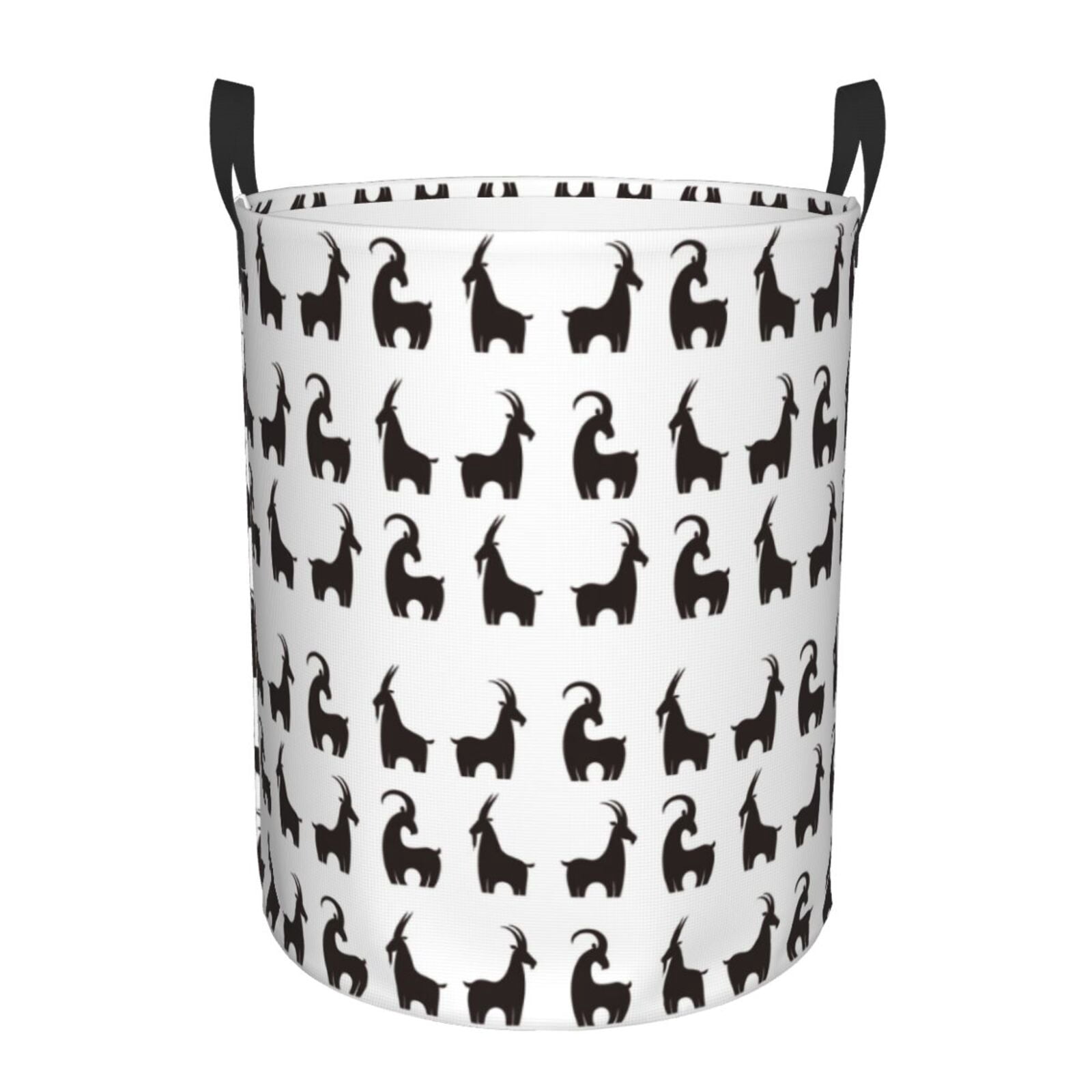 Large Laundry Basket with Handles - Simple Cool Goat Black Kids Baby Dirty Clothes Laundry Hamper for Bedroom Aesthetic