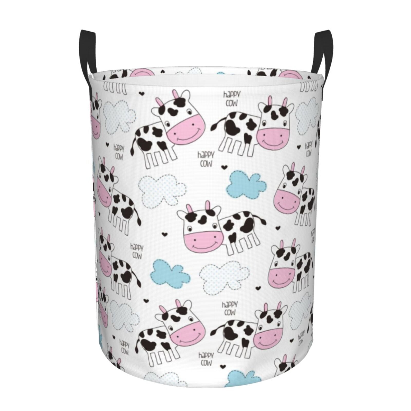 Large Laundry Basket with Handles - Simple Funny Cute Cow Kids Baby Dirty Clothes Laundry Hamper for Bedroom Aesthetic