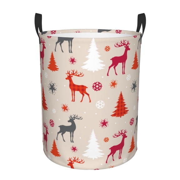 Large Laundry Basket with Handles - Simple Painted Deer Trees Stars Kids Baby Dirty Clothes Laundry Hamper for Bedroom Aesthetic