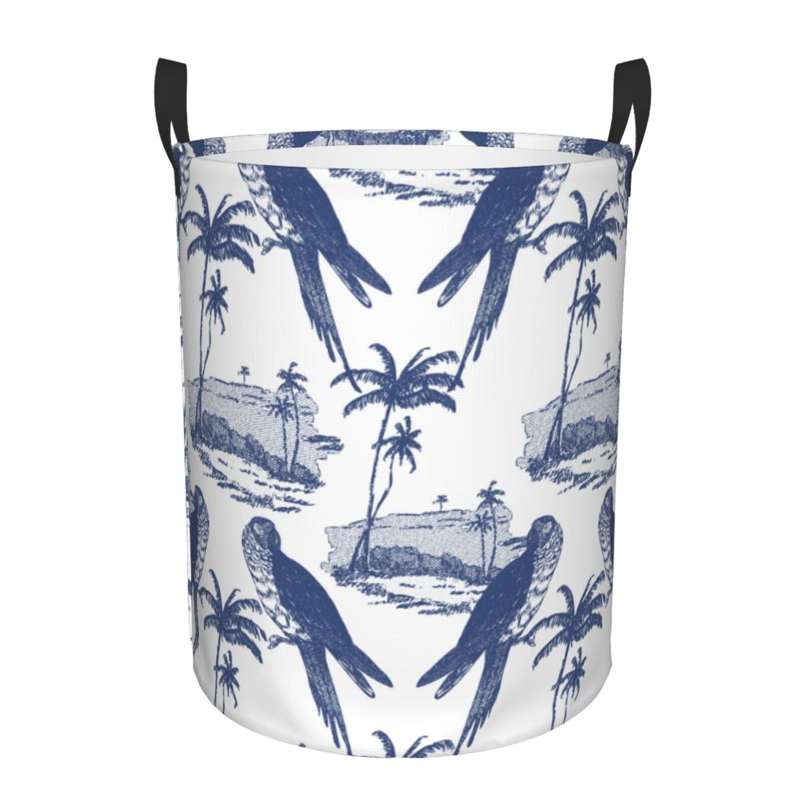 Large Laundry Basket with Handles - Sketch Parrot Palm Tree Kids Baby Dirty Clothes Laundry Hamper for Bedroom Aesthetic