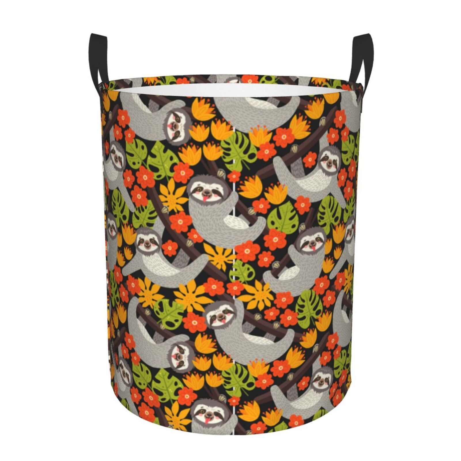 Large Laundry Basket with Handles - Sloth on the Branch Kids Baby Dirty Clothes Laundry Hamper for Bedroom Aesthetic