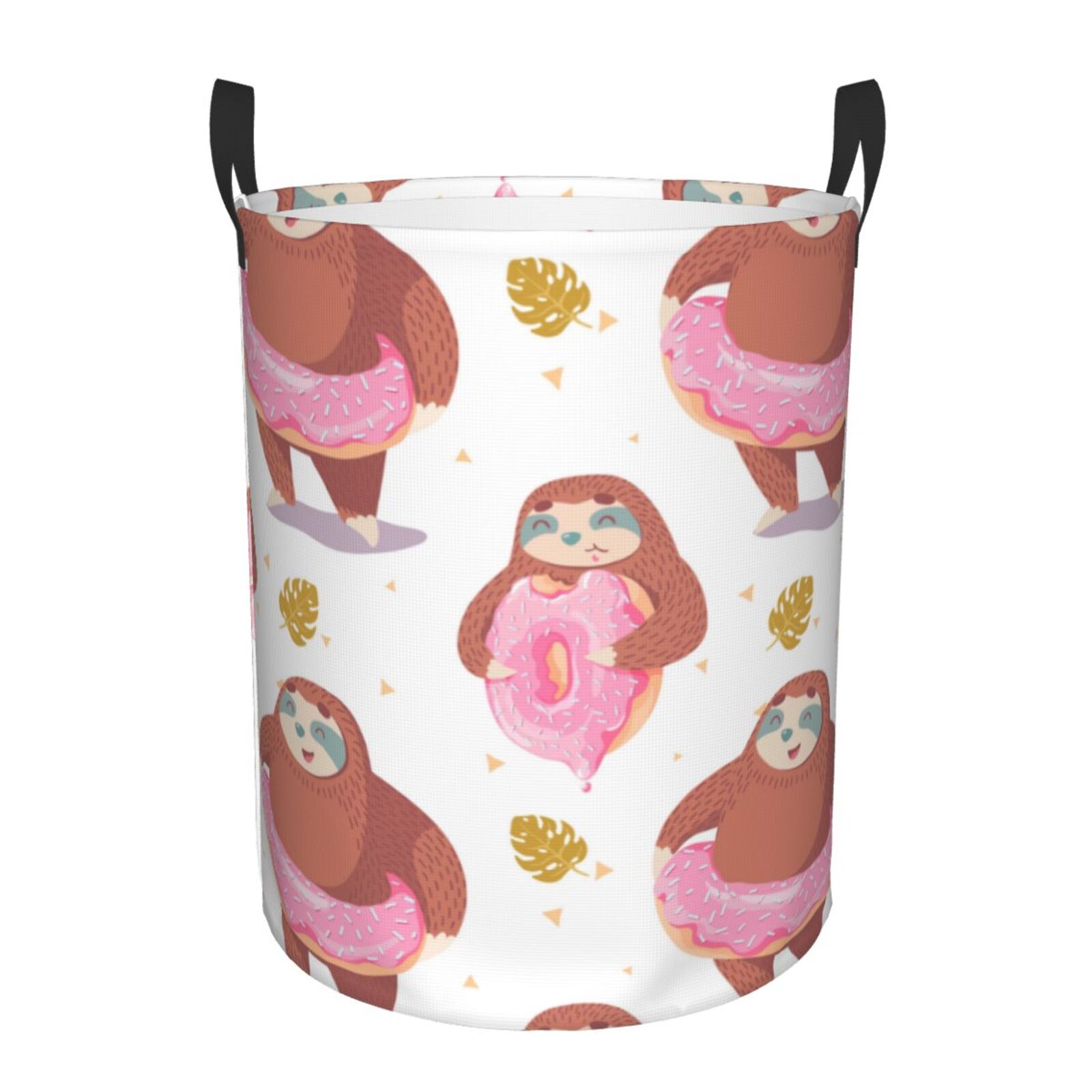 Large Laundry Basket with Handles - Sloth with Donuts1 Kids Baby Dirty Clothes Laundry Hamper for Bedroom Aesthetic