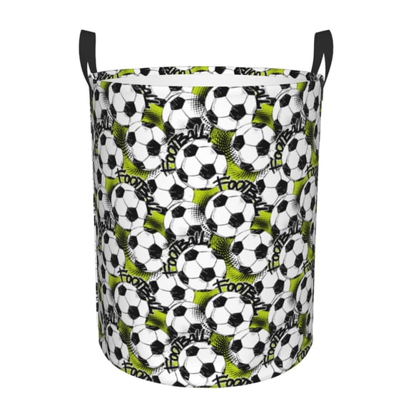 Large Laundry Basket with Handles - Soccer and Football Kids Baby Dirty Clothes Laundry Hamper for Bedroom Aesthetic
