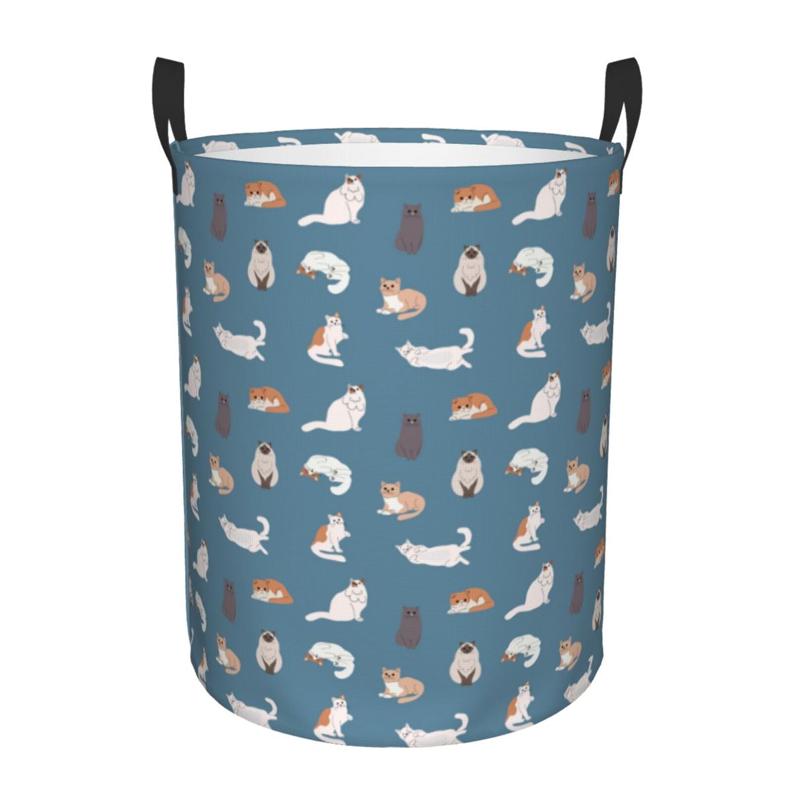 Large Laundry Basket with Handles - Sophisticated cartoon cute cat Kids Baby Dirty Clothes Laundry Hamper for Bedroom Aesthetic