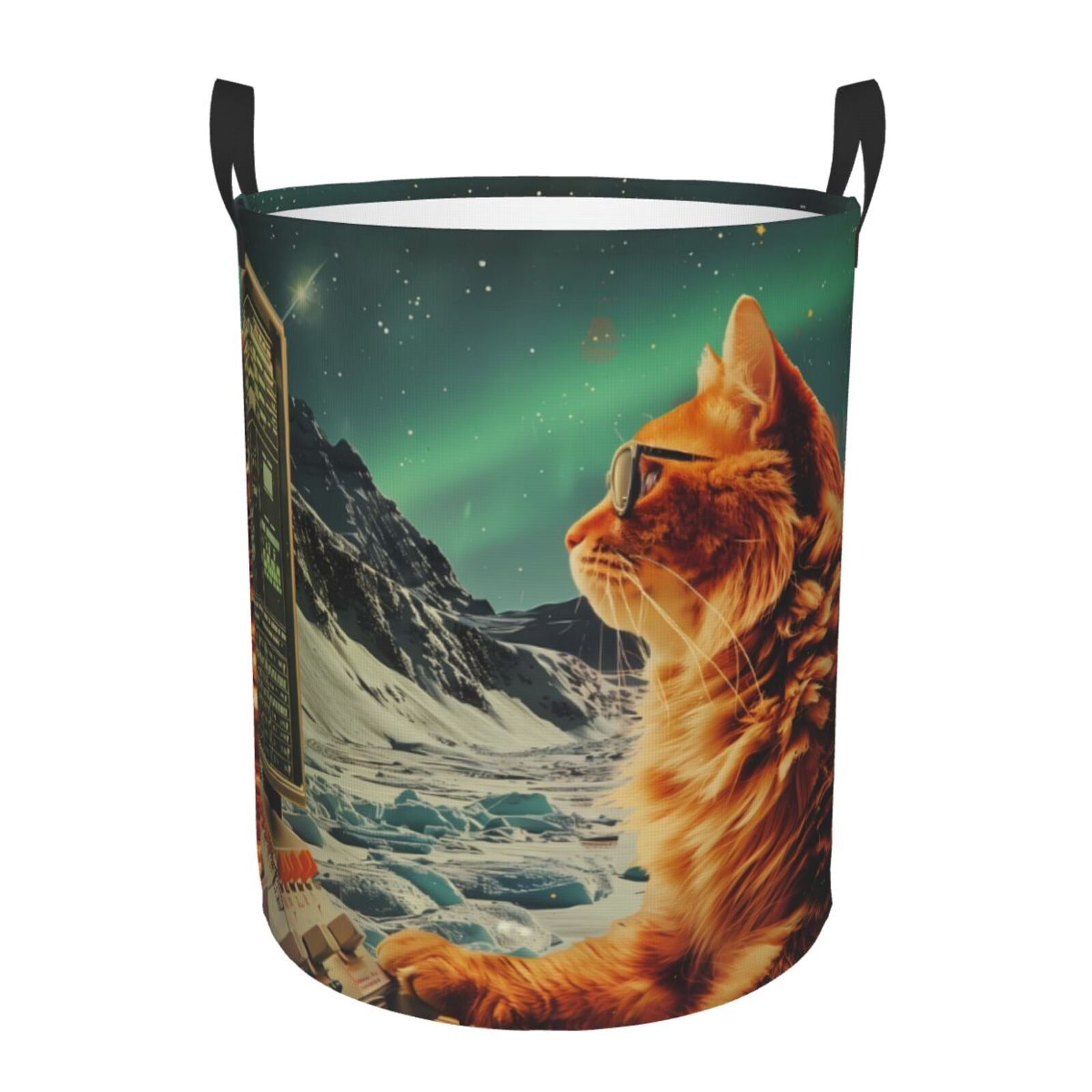 Large Laundry Basket with Handles - Space Adventurer Cat Kids Baby Dirty Clothes Laundry Hamper for Bedroom Aesthetic