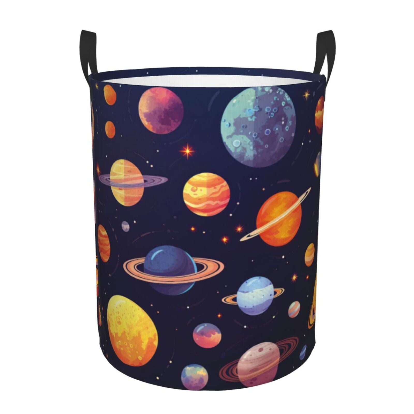 Large Laundry Basket with Handles - Space Planet Kids Baby Dirty Clothes Laundry Hamper for Bedroom Aesthetic