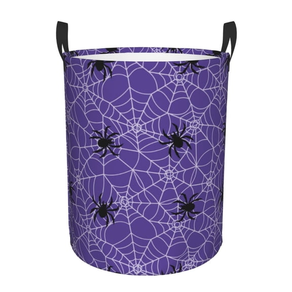 Large Laundry Basket with Handles - Spider web dark blue cool Kids Baby Dirty Clothes Laundry Hamper for Bedroom Aesthetic