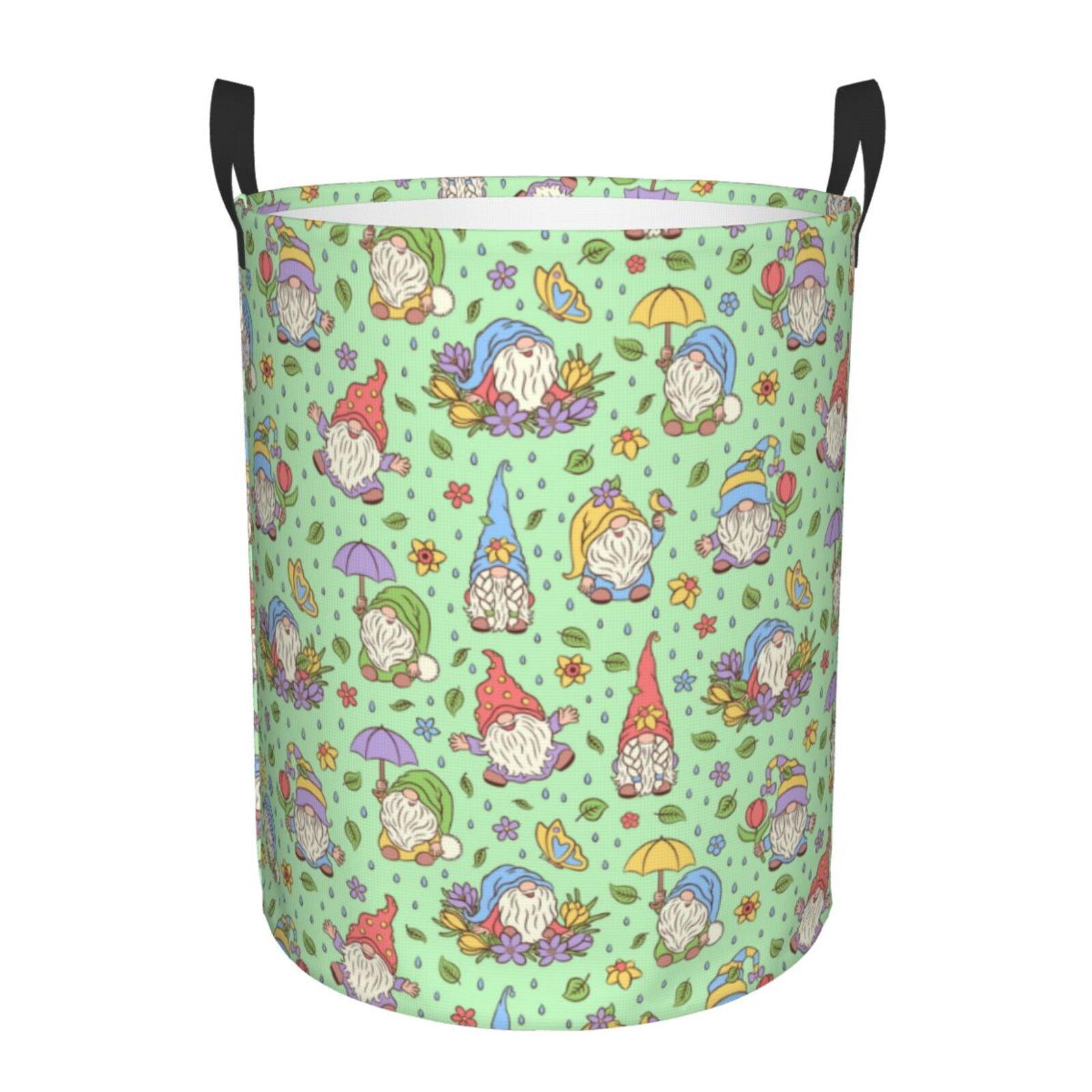 Large Laundry Basket with Handles - Spring Gnomes Kids Baby Dirty Clothes Laundry Hamper for Bedroom Aesthetic