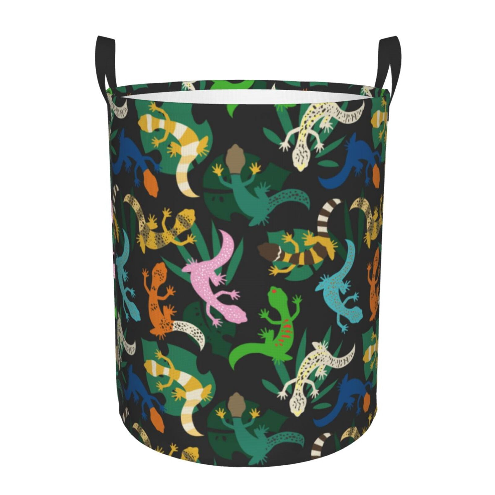 Large Laundry Basket with Handles - Striped Cute Lizard Gecko Plant_A Kids Baby Dirty Clothes Laundry Hamper for Bedroom Aesthetic