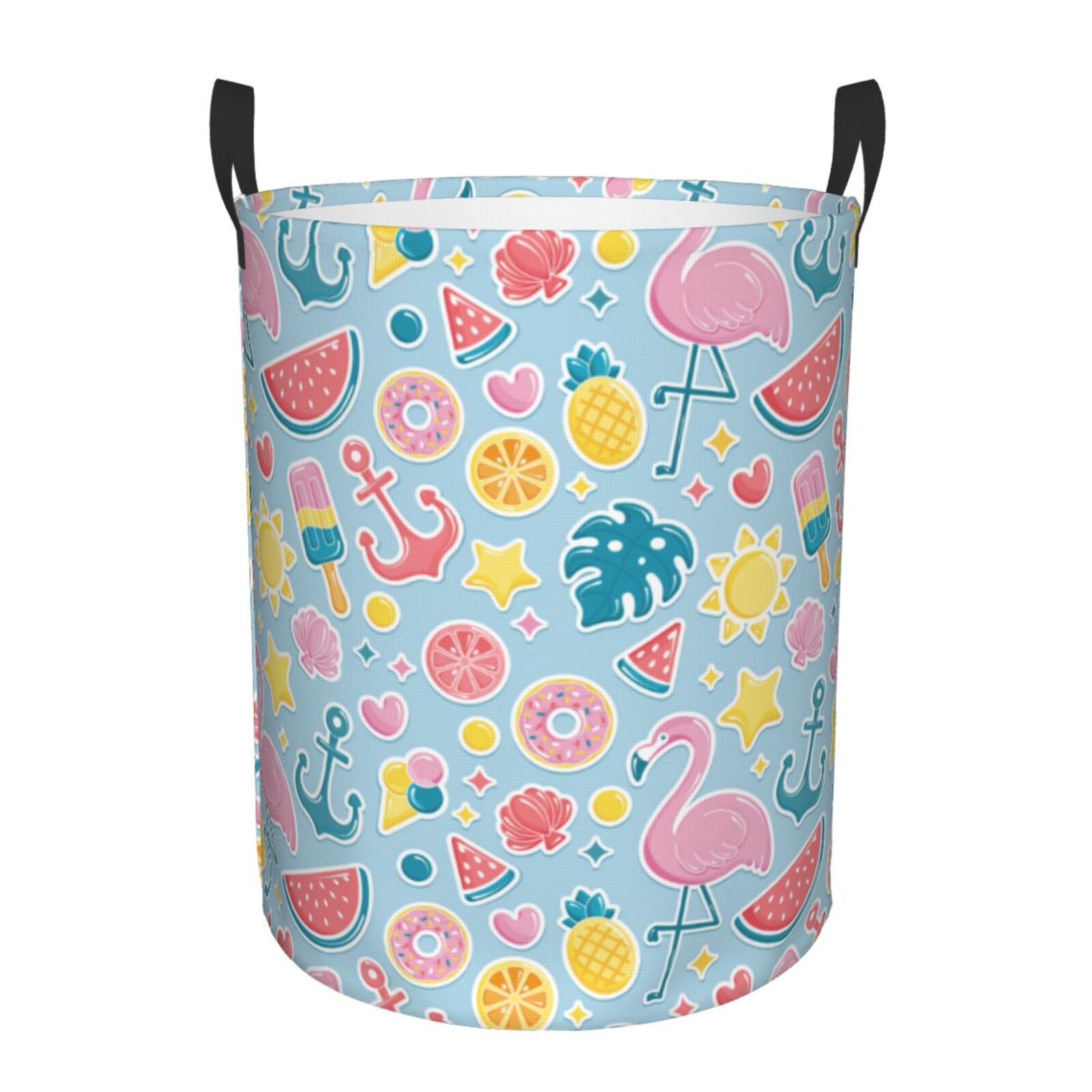 Large Laundry Basket with Handles - Summer Bird Watermelon Kids Baby Dirty Clothes Laundry Hamper for Bedroom Aesthetic