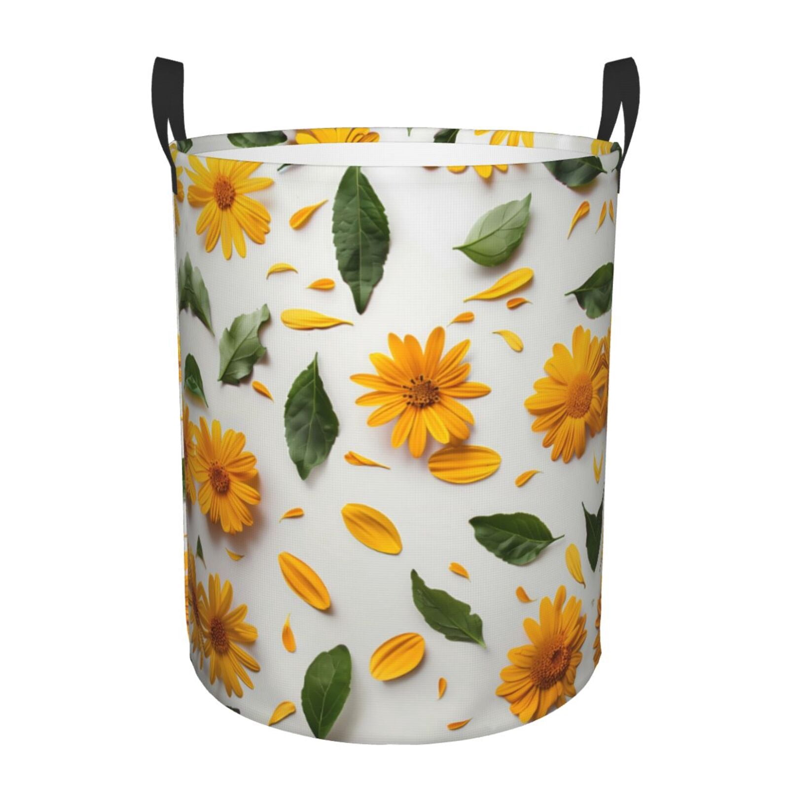 Large Laundry Basket with Handles - Sunny Yellow SunFlower Kids Baby Dirty Clothes Laundry Hamper for Bedroom Aesthetic