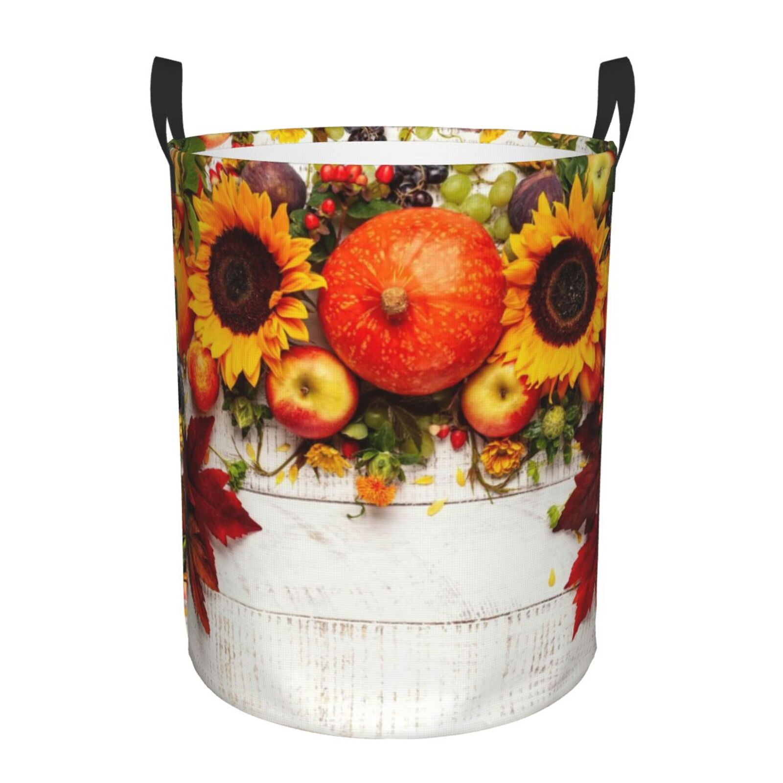Large Laundry Basket with Handles - Thanksgiving Autumn Pumpkins Fall Leaves Kids Baby Dirty Clothes Laundry Hamper for Bedroom Aesthetic