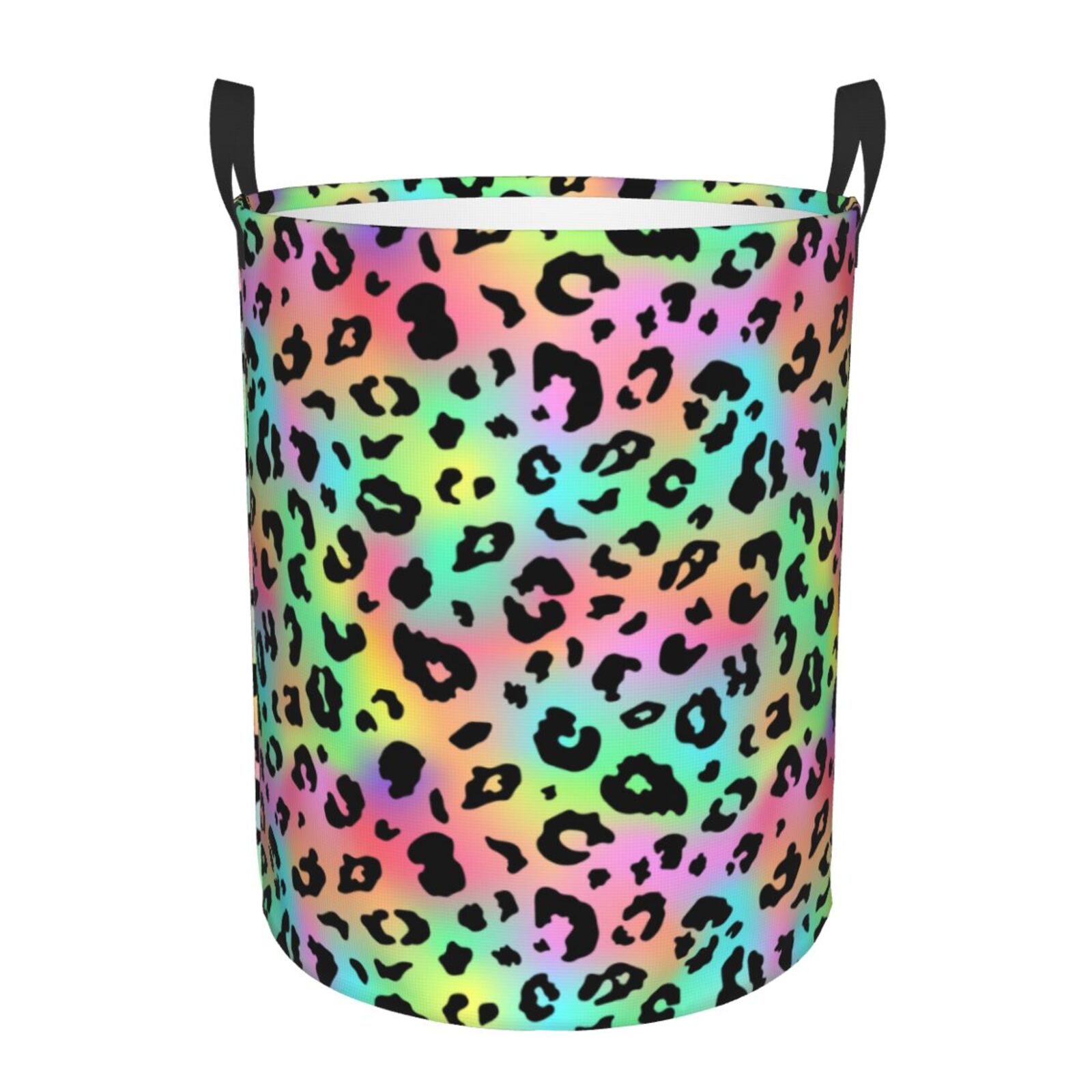 Large Laundry Basket with Handles - Trendy rainbow Leopard cool Kids Baby Dirty Clothes Laundry Hamper for Bedroom Aesthetic