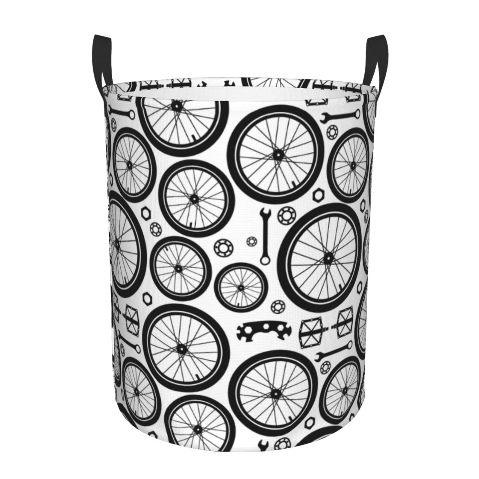 Large Laundry Basket with Handles - Vintage Bike wheel Pattern Kids Baby Dirty Clothes Laundry Hamper for Bedroom Aesthetic