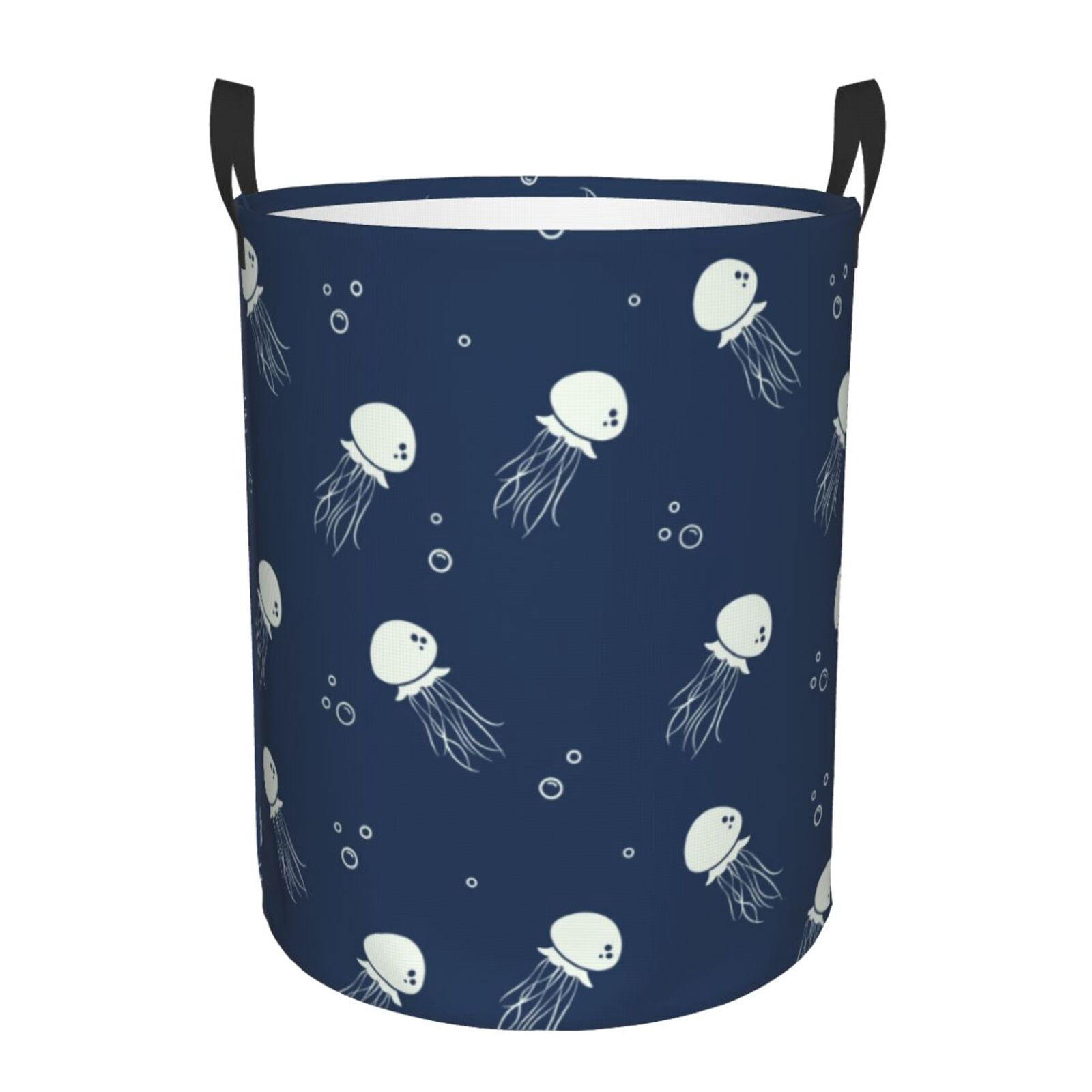 Large Laundry Basket with Handles - White Jellyfish Kids Baby Dirty Clothes Laundry Hamper for Bedroom Aesthetic