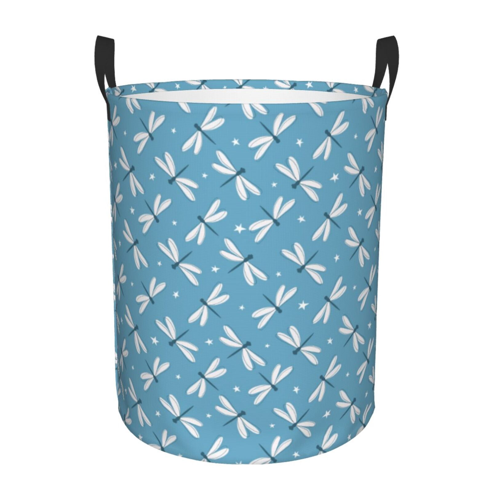 Large Laundry Basket with Handles - White Star Dragonfly Kids Baby Dirty Clothes Laundry Hamper for Bedroom Aesthetic